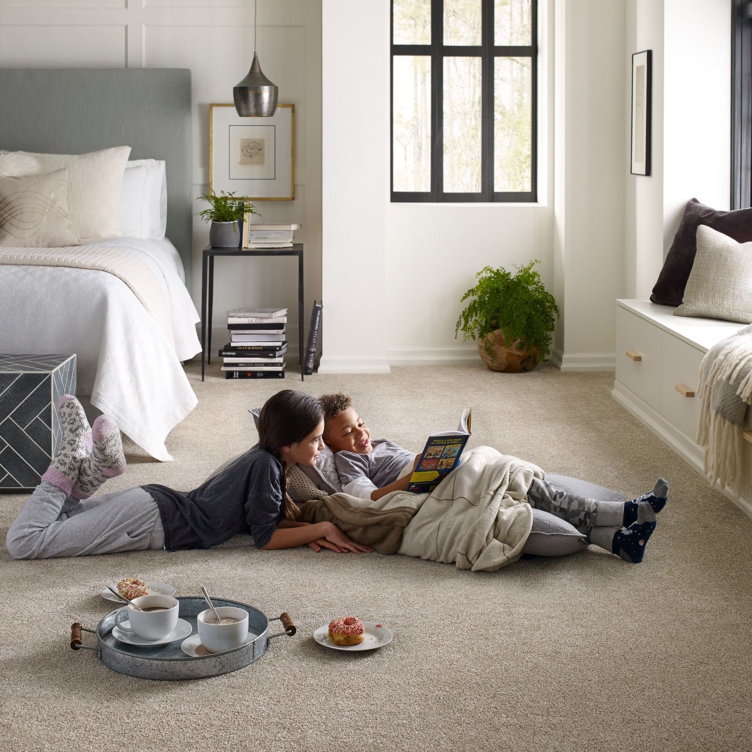 children reading on carpet - Rickway Carpet in MN